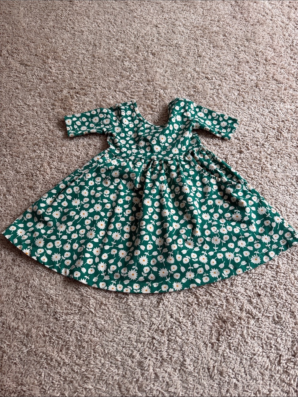 Hanna Andersson Green Skater Dress with Pockets 3T